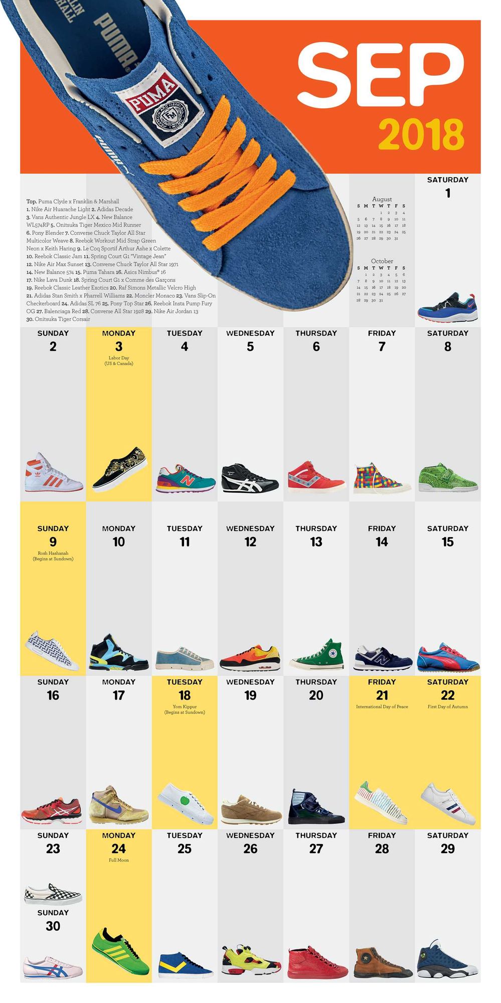 2018 365 Sneakers Wall Calendar