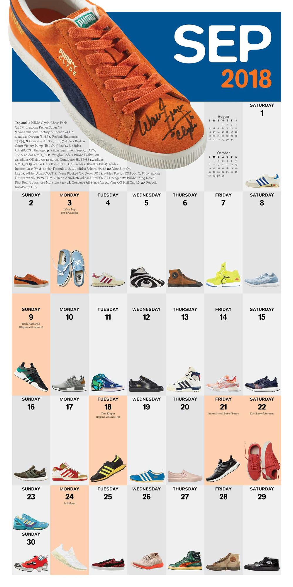 2018 365 Sneakers Wall Calendar