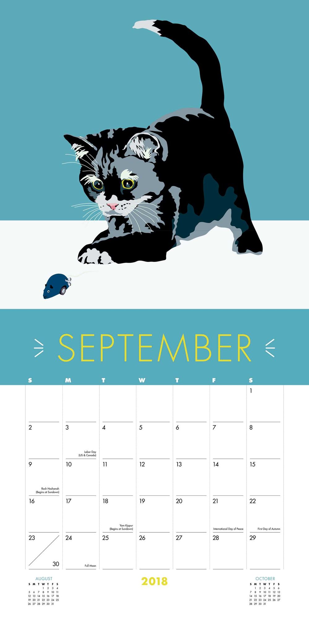 2018 Cats in Color Wall Calendar