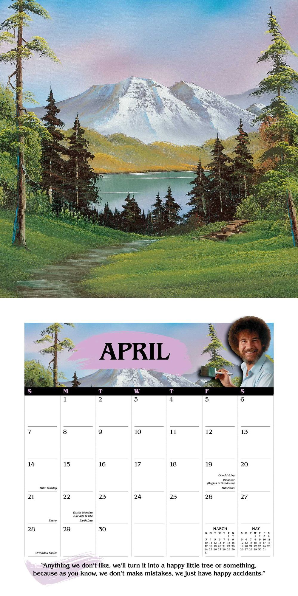 Bob Ross 2019 Wall Calendar