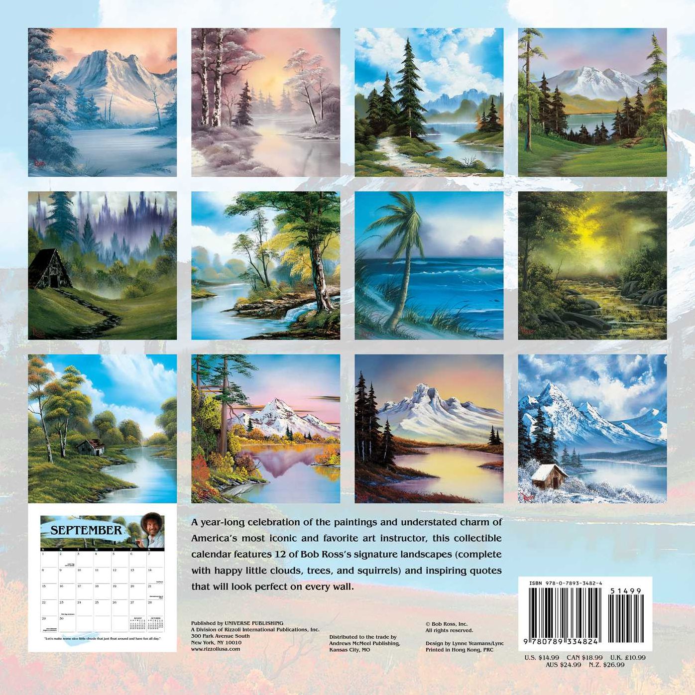 Bob Ross 2019 Wall Calendar