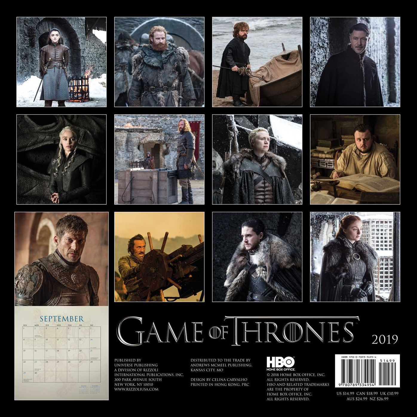 Game of Thrones 2019 Wall Calendar