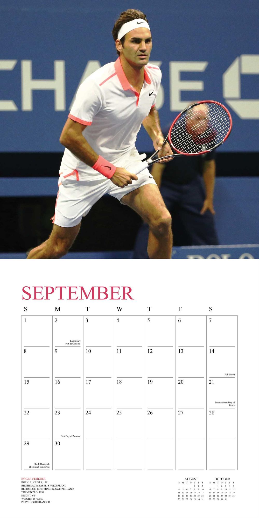Tennis 2019 Wall Calendar: The Official U.S. Open Calendar