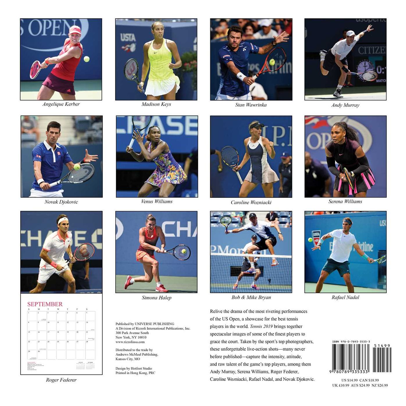 Tennis 2019 Wall Calendar: The Official U.S. Open Calendar