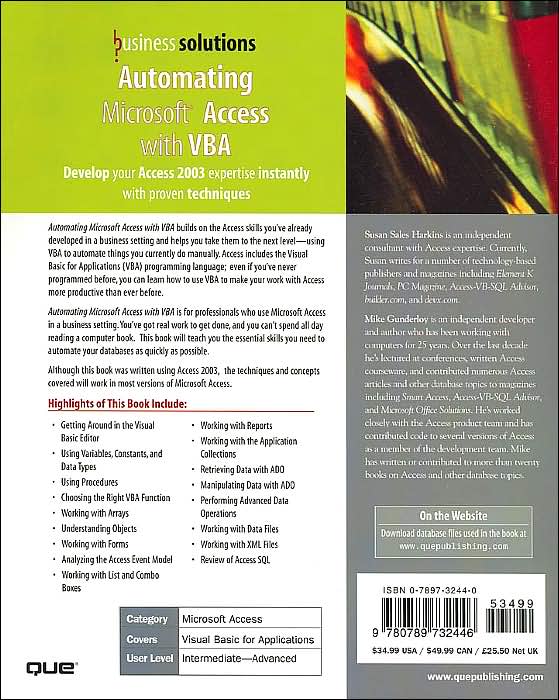 Automating Microsoft Access with VBA (Business Solutions Series)