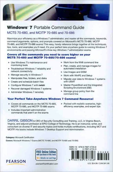 Windows 7 Portable Command Guide: MCTS 70-680, 70-685 and 70-686