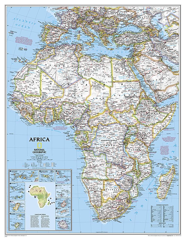 Africa Political Wall Map, Large and Laminated
