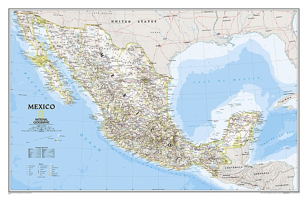 Mexico Political Wall Map, Laminated