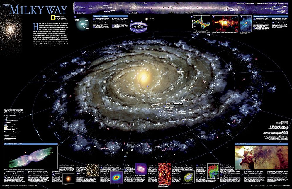 Milky Way, 21x32 Pre-rolled Wall Map