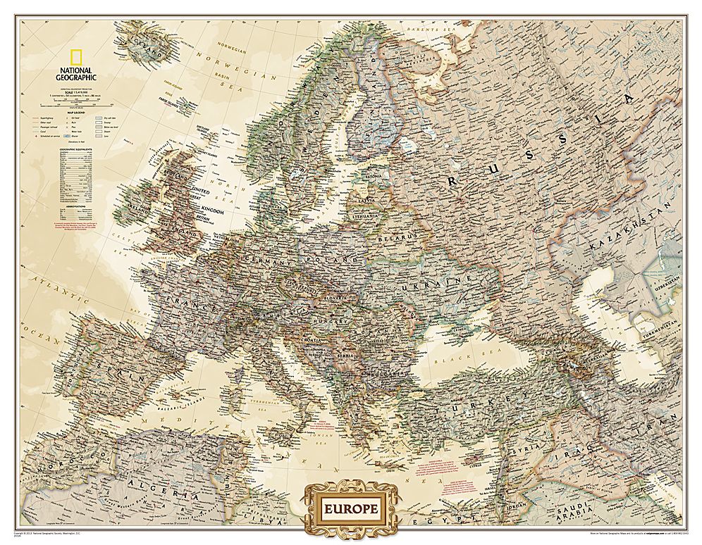 Europe, Pol, Antique, 45x35 Executive Wall Map