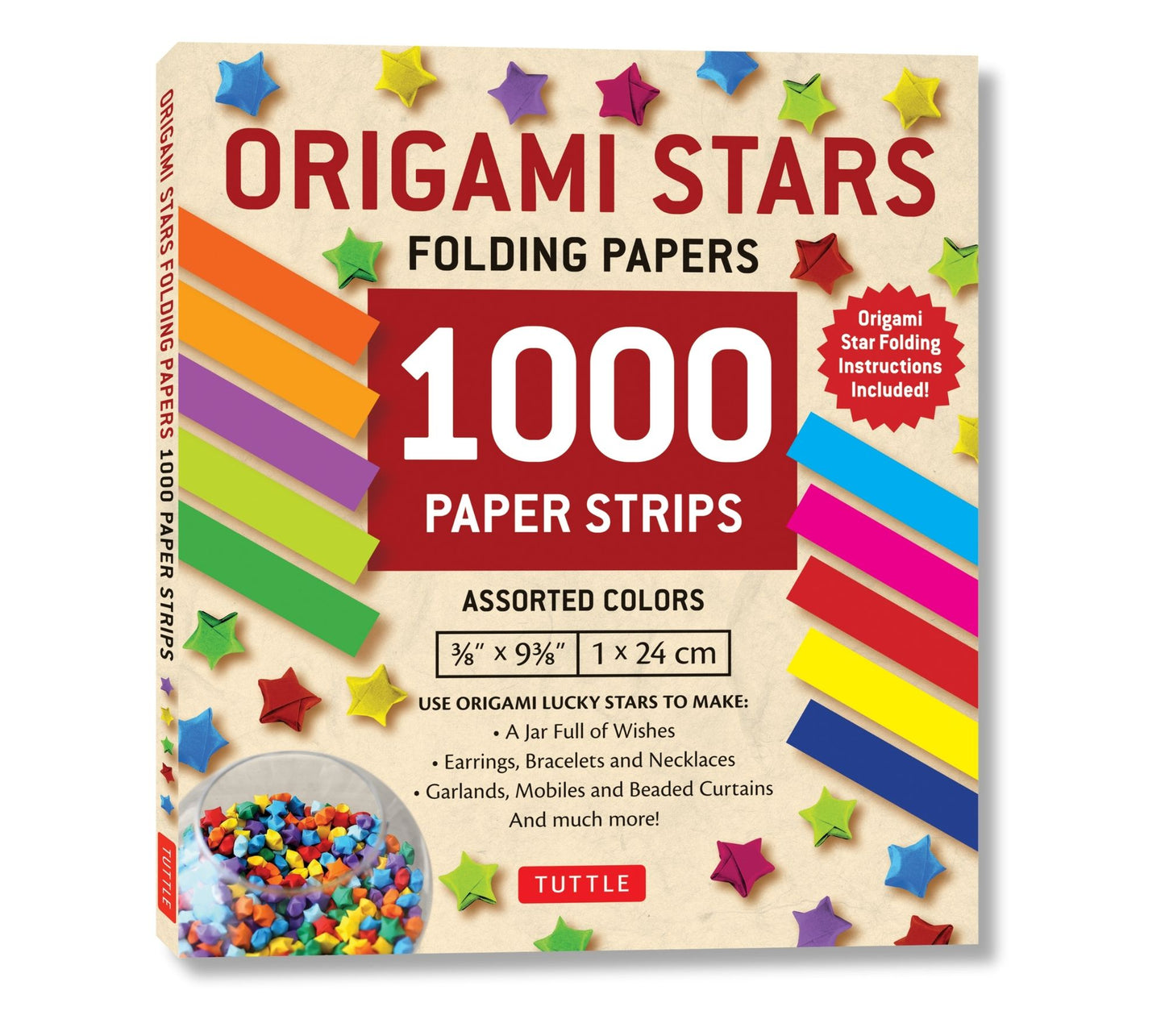 Origami Stars Papers 1000 Paper Strips in Assorted Colors: 10 colors - 1000 sheets - Easy Instructions for Origami Lucky Stars