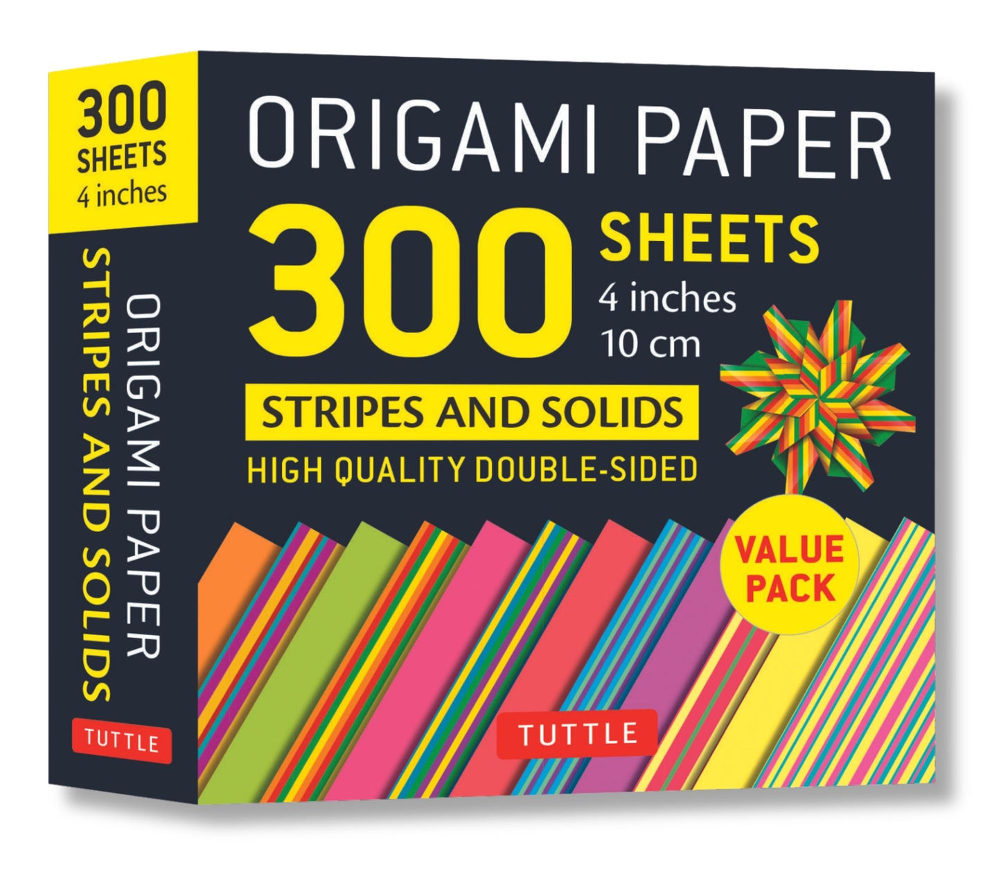 Origami Paper 300 sheets Stripes and Solids 4" (10 cm): Tuttle Origami Paper: High-Quality Origami Sheets Printed with 12 Different Designs