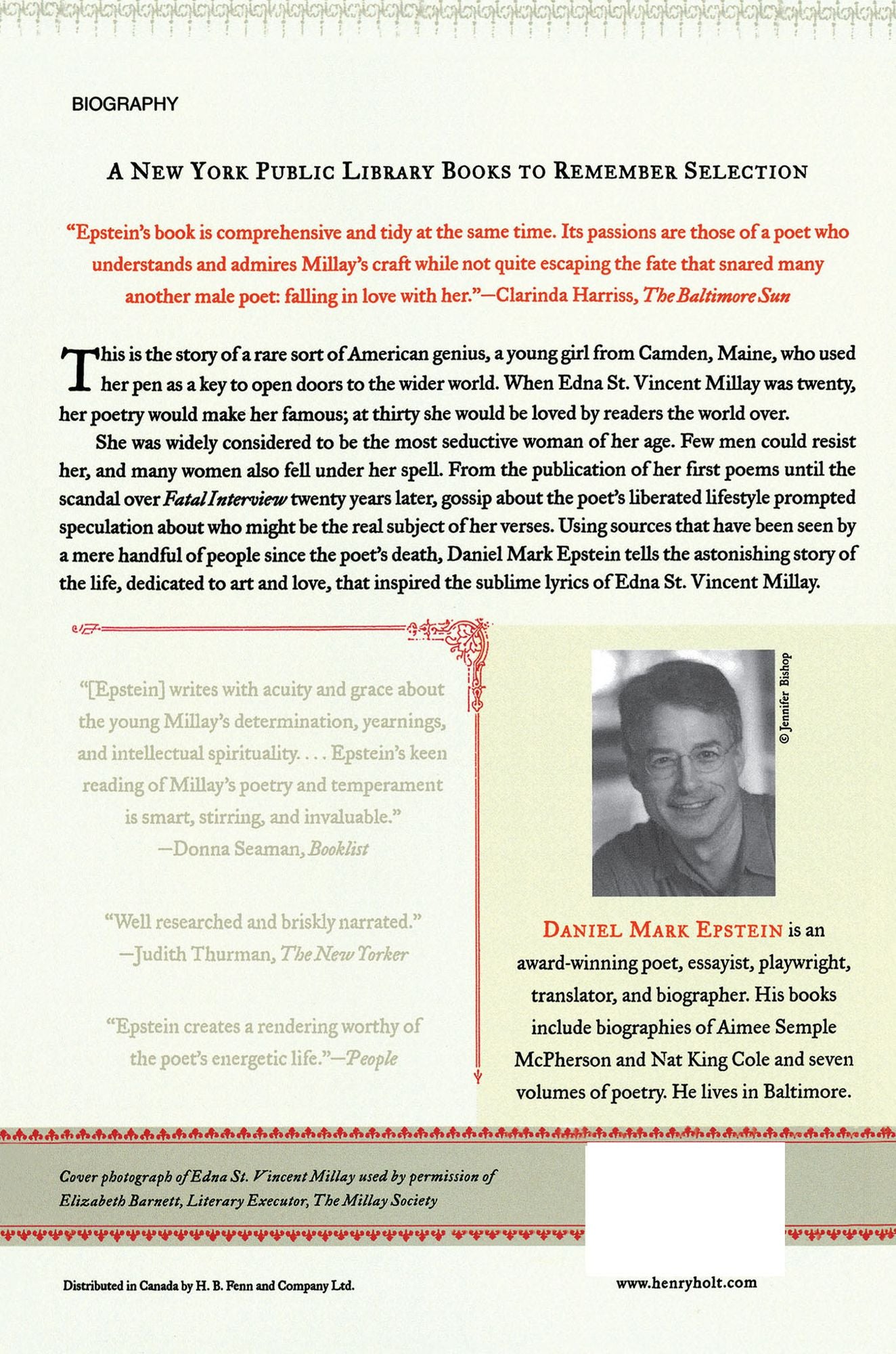 What Lips My Lips Have Kissed: The Loves and Love Poems of Edna St. Vincent Millay
