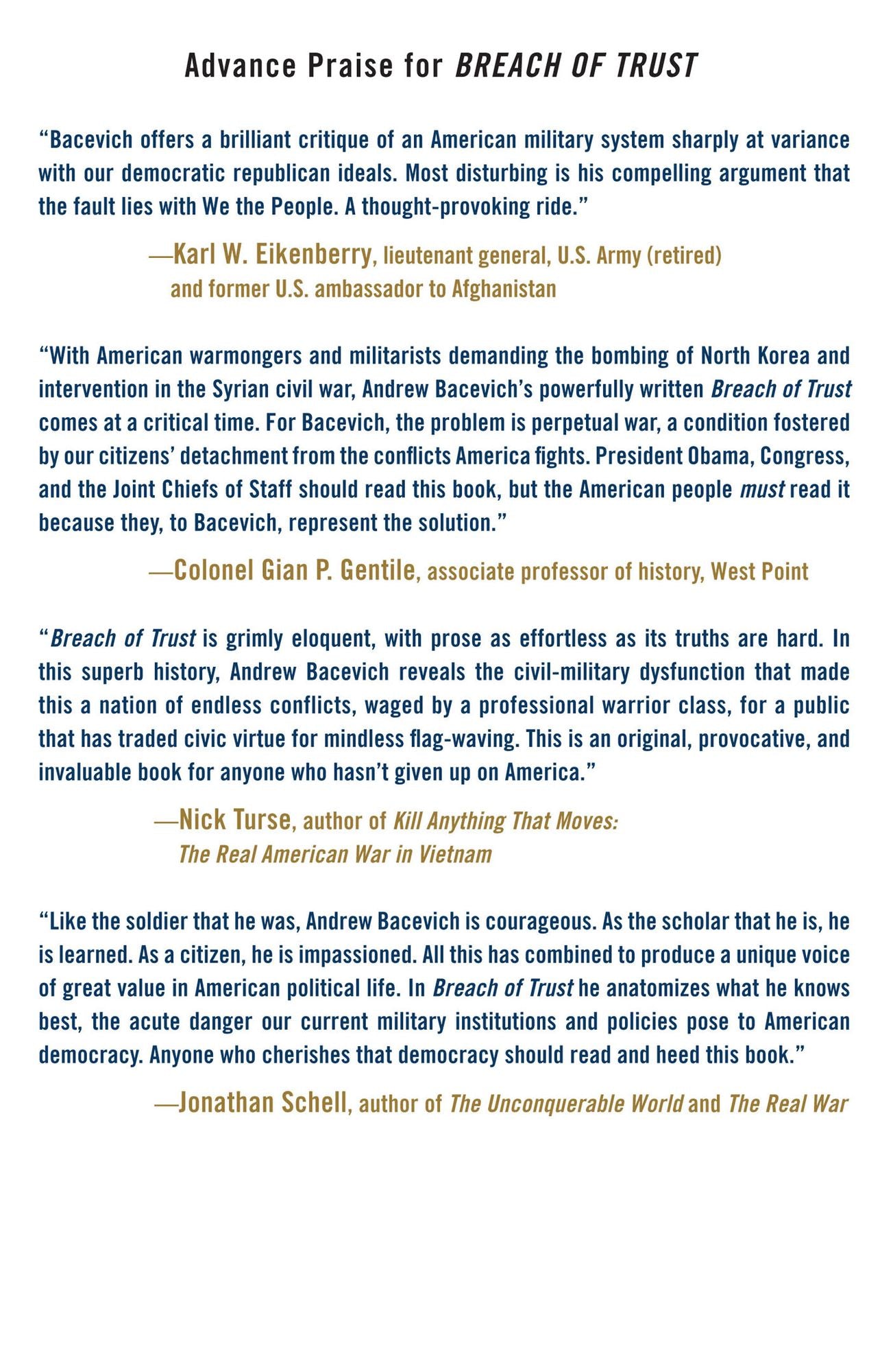 Breach of Trust: How Americans Failed Their Soldiers and Their Country