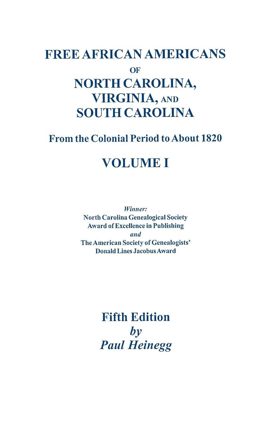 Free African Americans. 5th Ed. Vol. 1