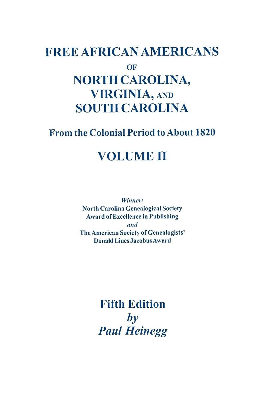 Free African Americans. 5th Ed. Vol. Ii