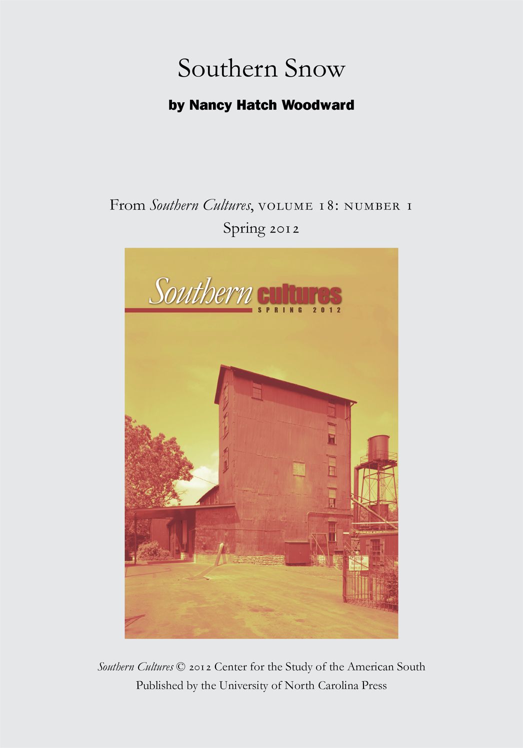 Southern Snow: An article from Southern Cultures 18:1, Spring 2012
