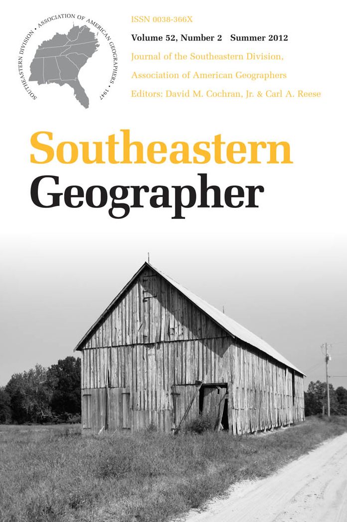 Southeastern Geographer: Summer 2012 Issue