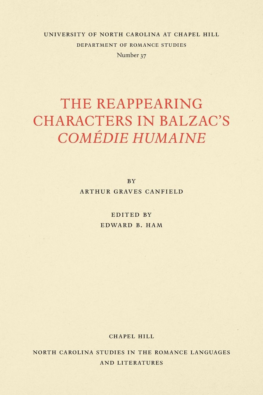 The Reappearing Characters in Balzac's Comédie Humaine