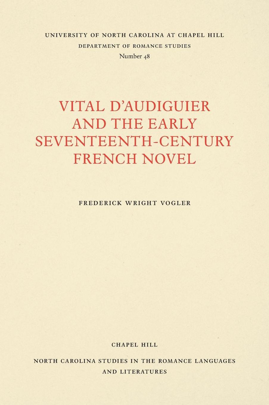 Vital d'Audiguier and the Early Seventeenth-Century French Novel