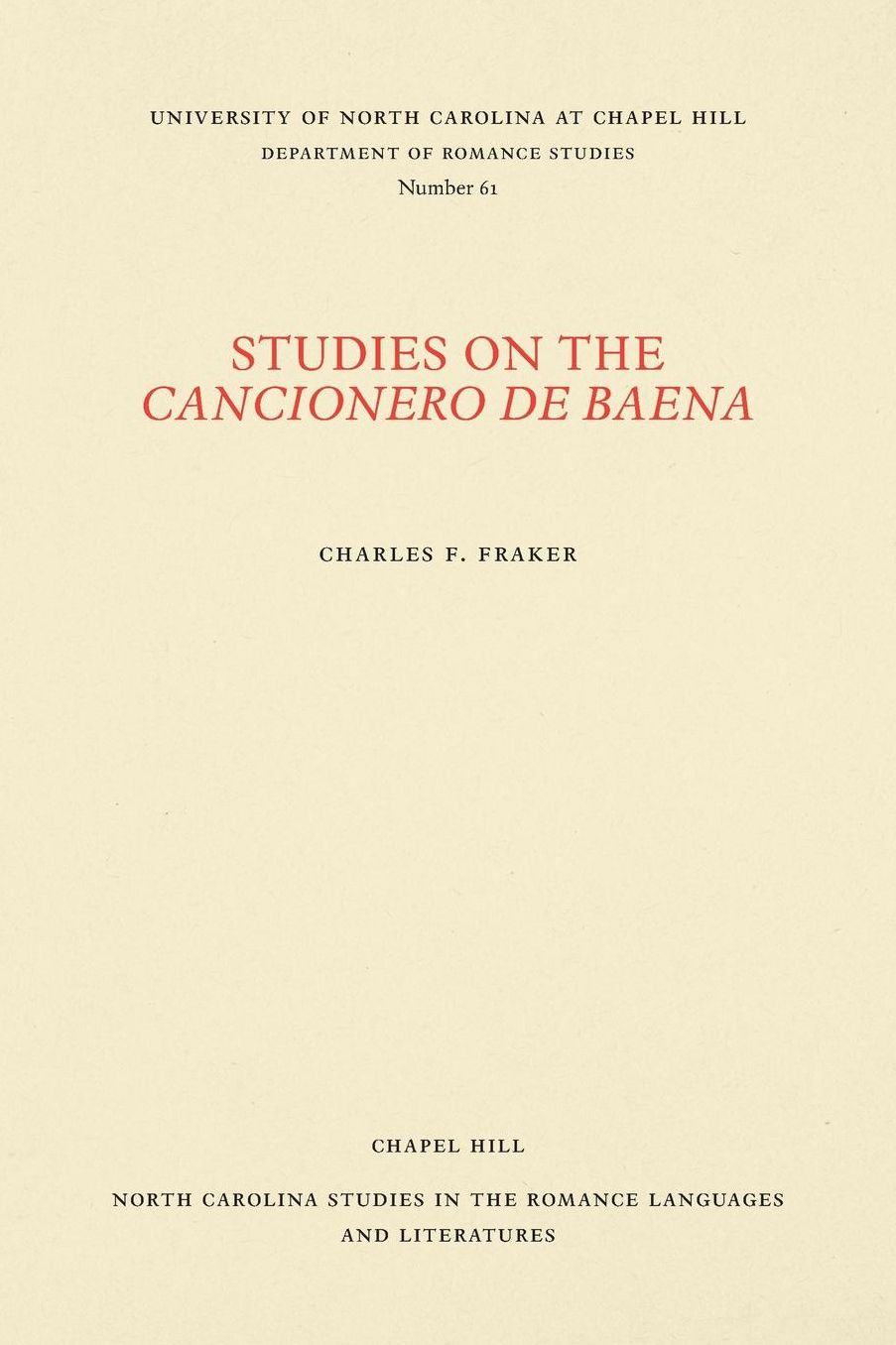 Studies on the "Cancionero de Baena"