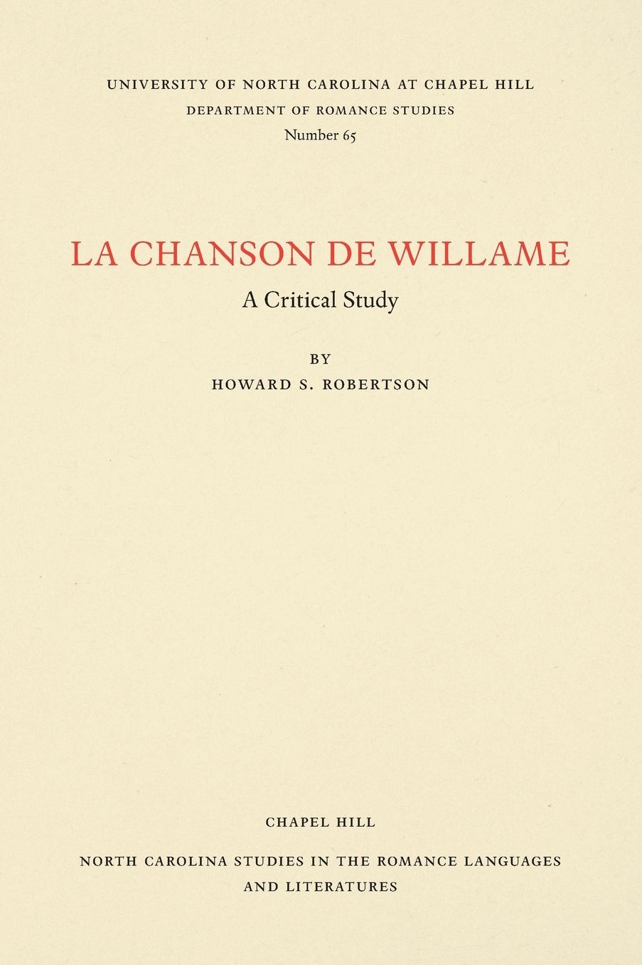 La Chanson de Willame: A Critical Study