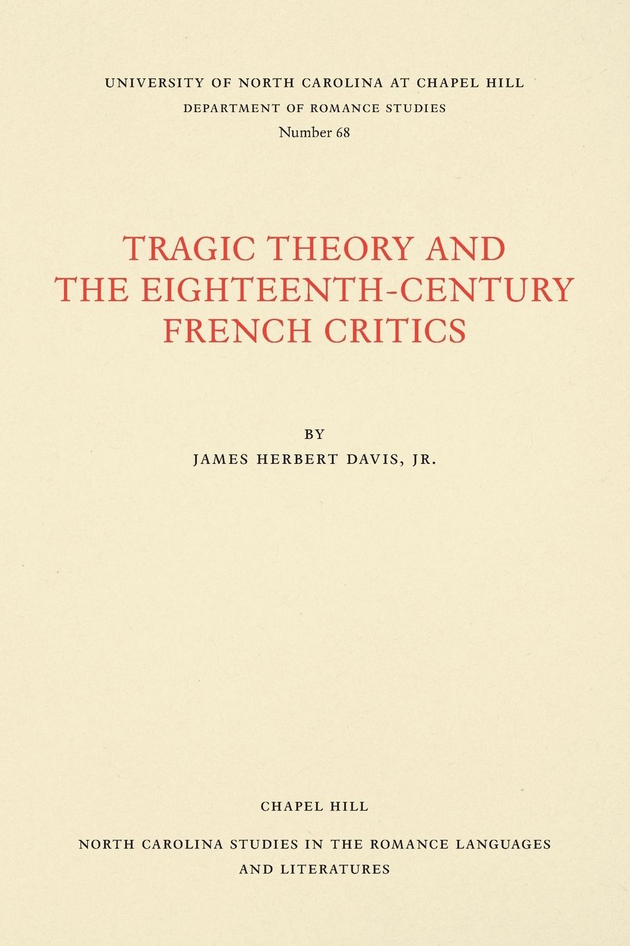 Tragic Theory and the Eighteenth-Century French Critics