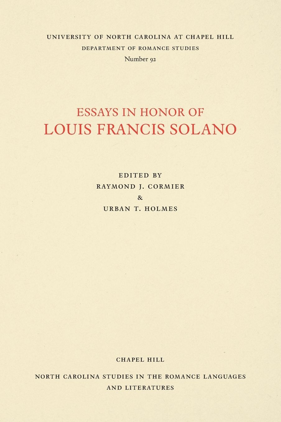 Essays in Honor of Louis Francis Solano
