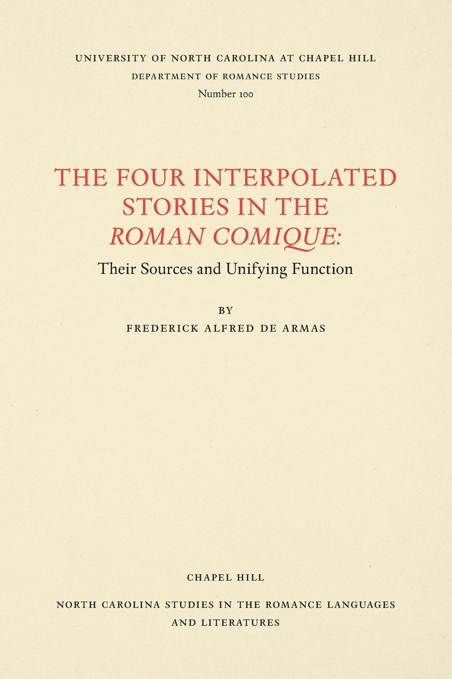 The Four Interpolated Stories in the Roman Comique: Their Sources and Unifying Function