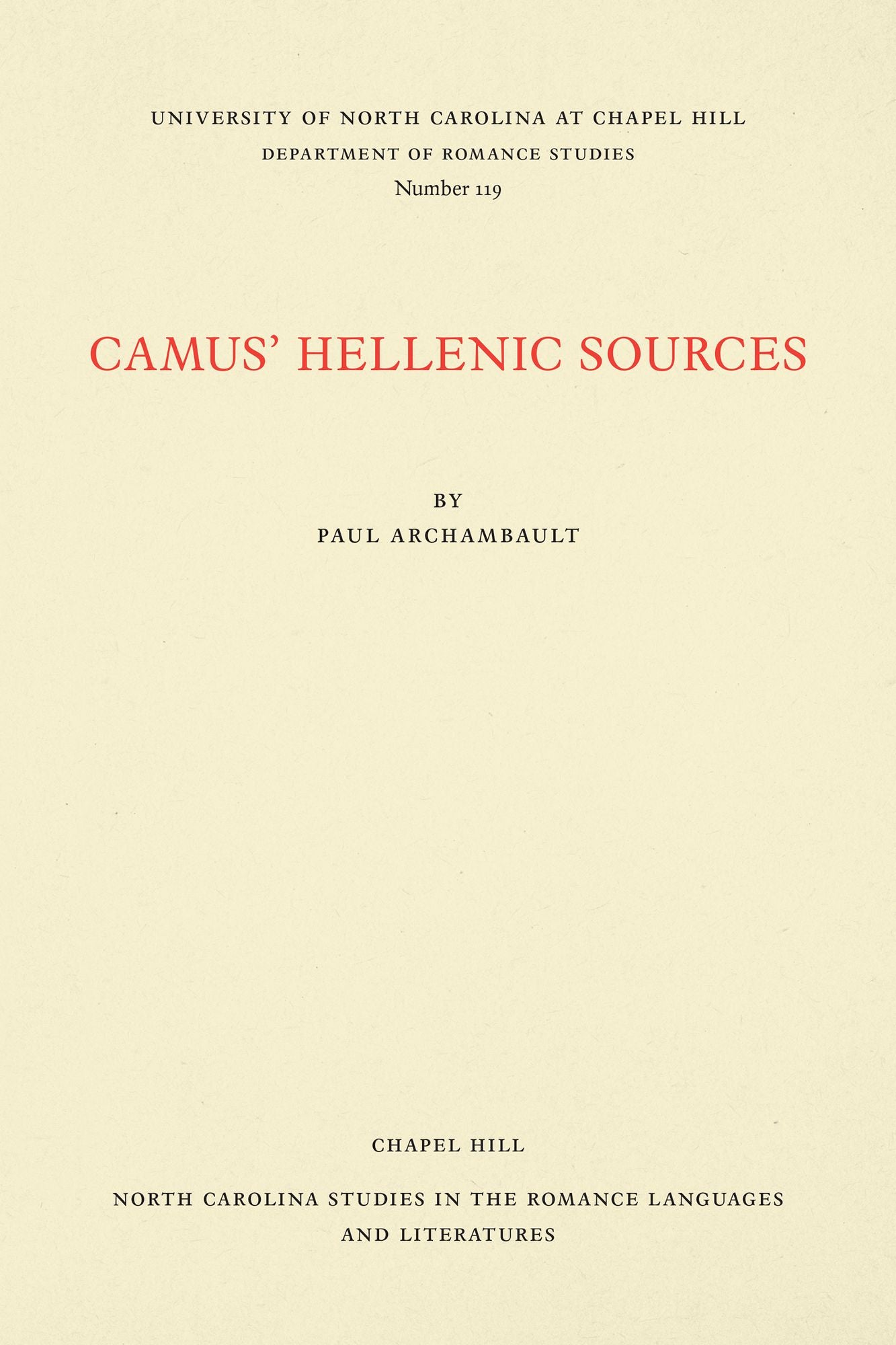Camus' Hellenic Sources