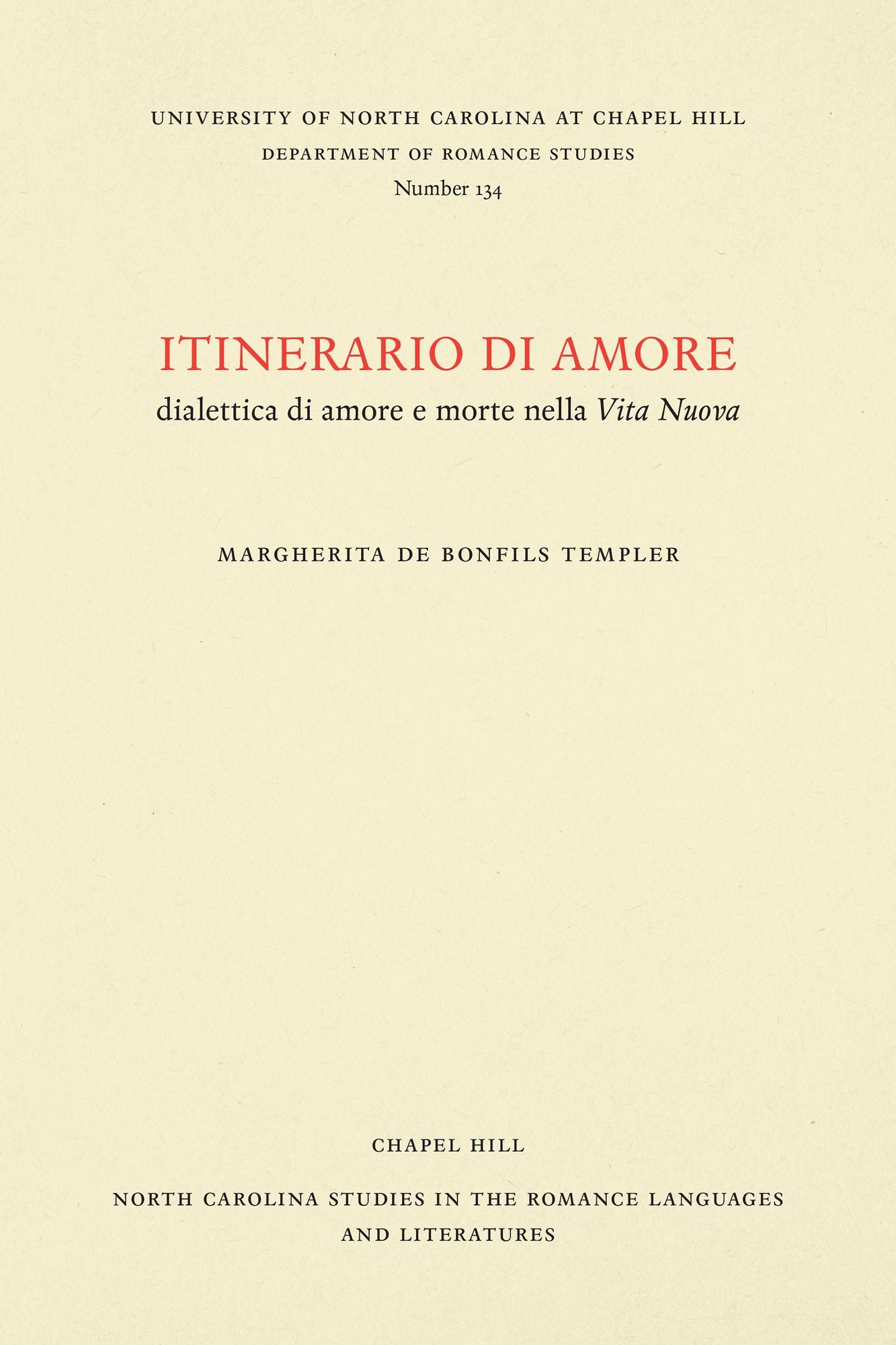 Itinerario di Amore: Dialettica de Amore e morte Nella Vita Nuova