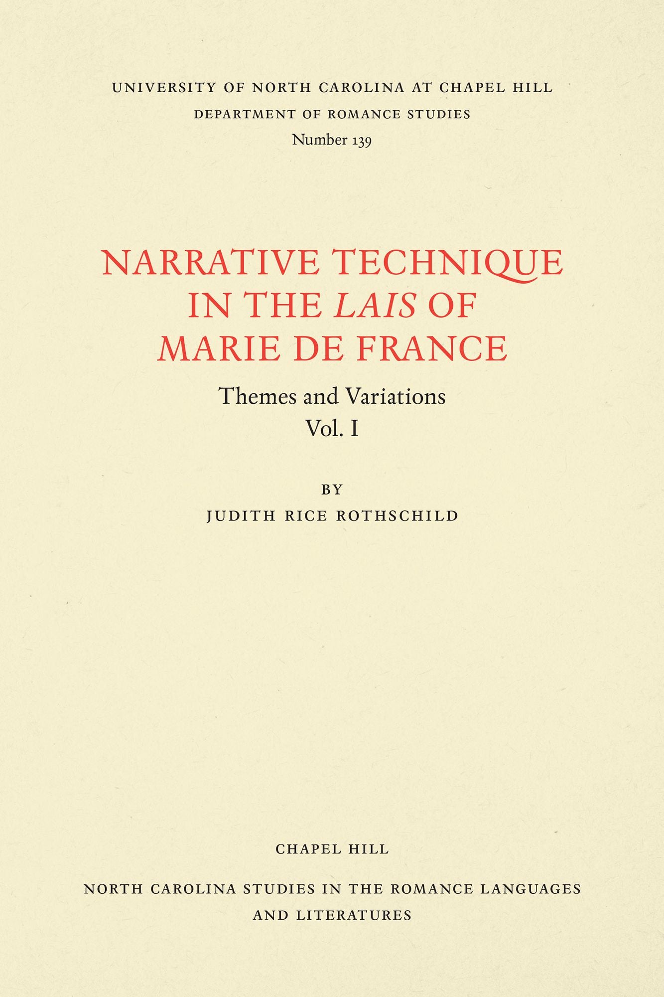 Narrative Technique in the Lais of Marie de France: Themes and Variations