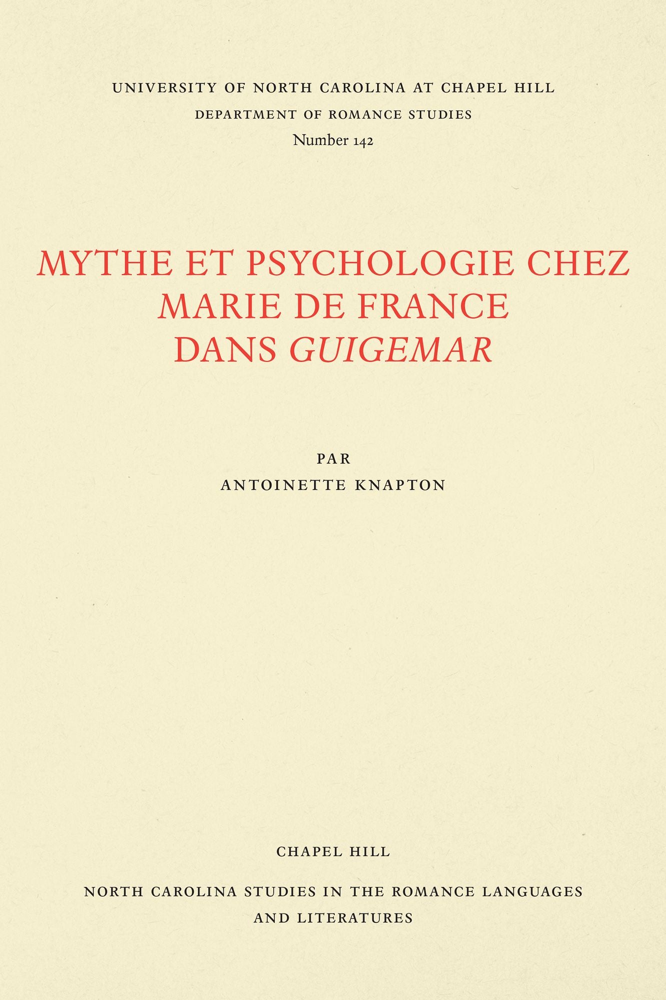 Mythe et Psychologie chez Marie de France dans Guigemar