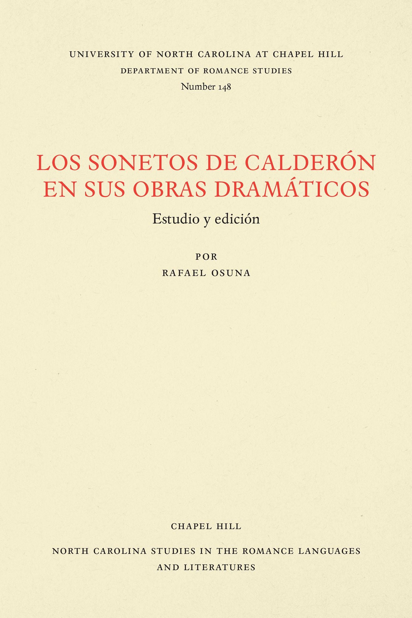 Los Sonetos de Calderón en sus obras dramáticos: Estudio y edición
