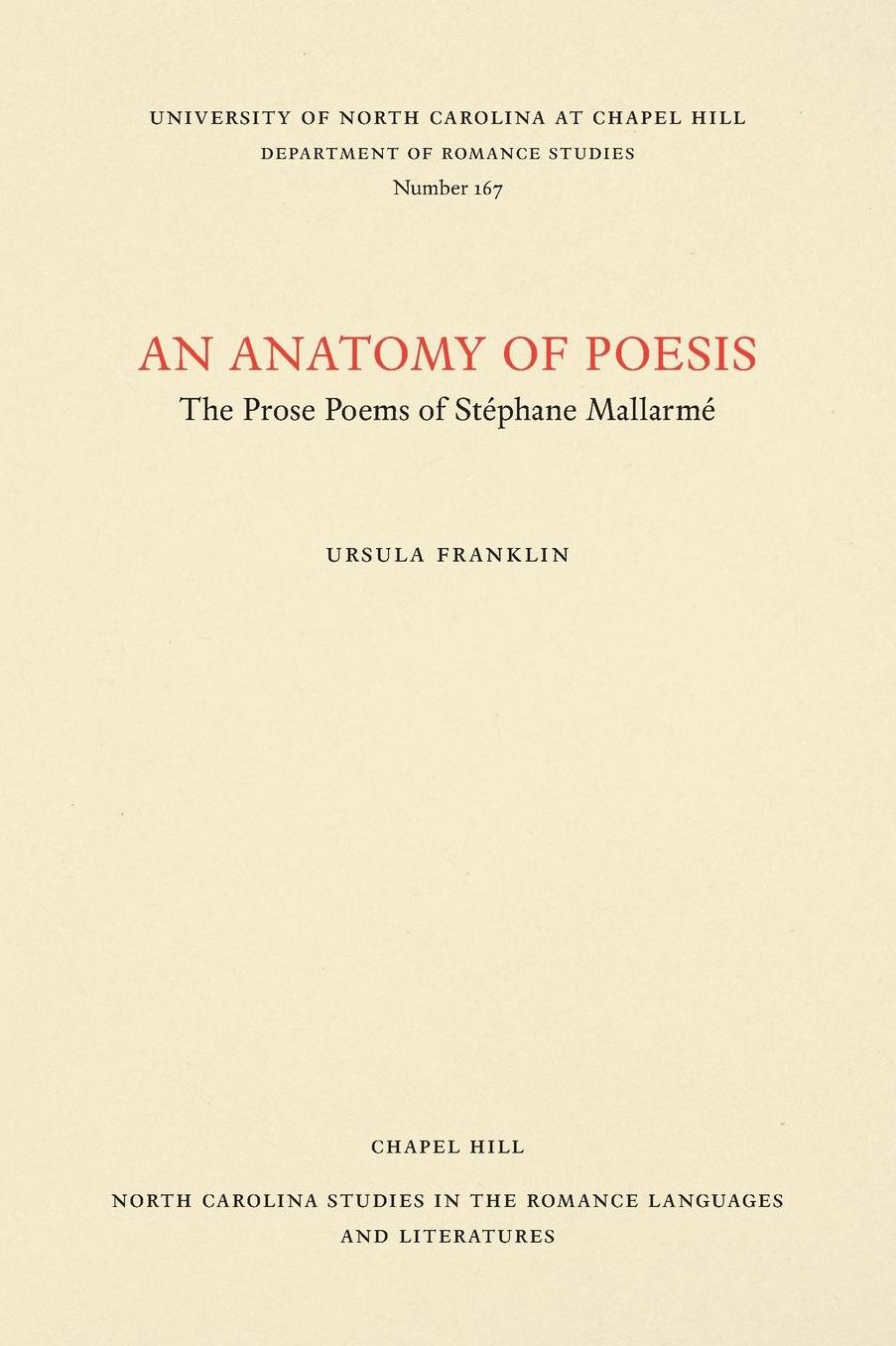 Anatomy of Poesis: The Prose Poems of Stephane Mallarme