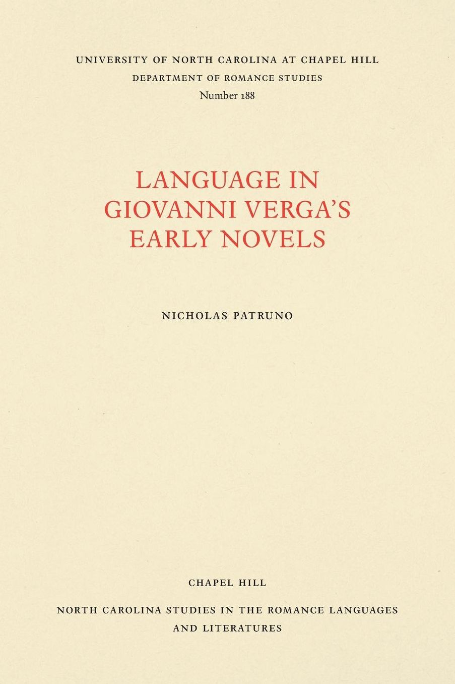 Language in Giovanni Verga's Early Novels