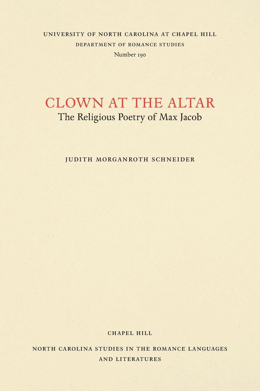 Clown at the Altar: The Religious Poetry of Max Jacob