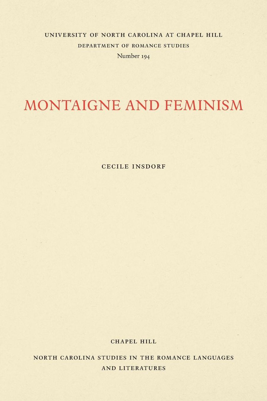 Montaigne and Feminism