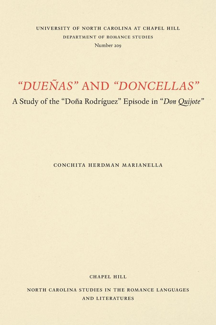 "Dueñas" and "Doncellas": A Study of the "Doña Rodríguez" Episode in "Don Quijote"