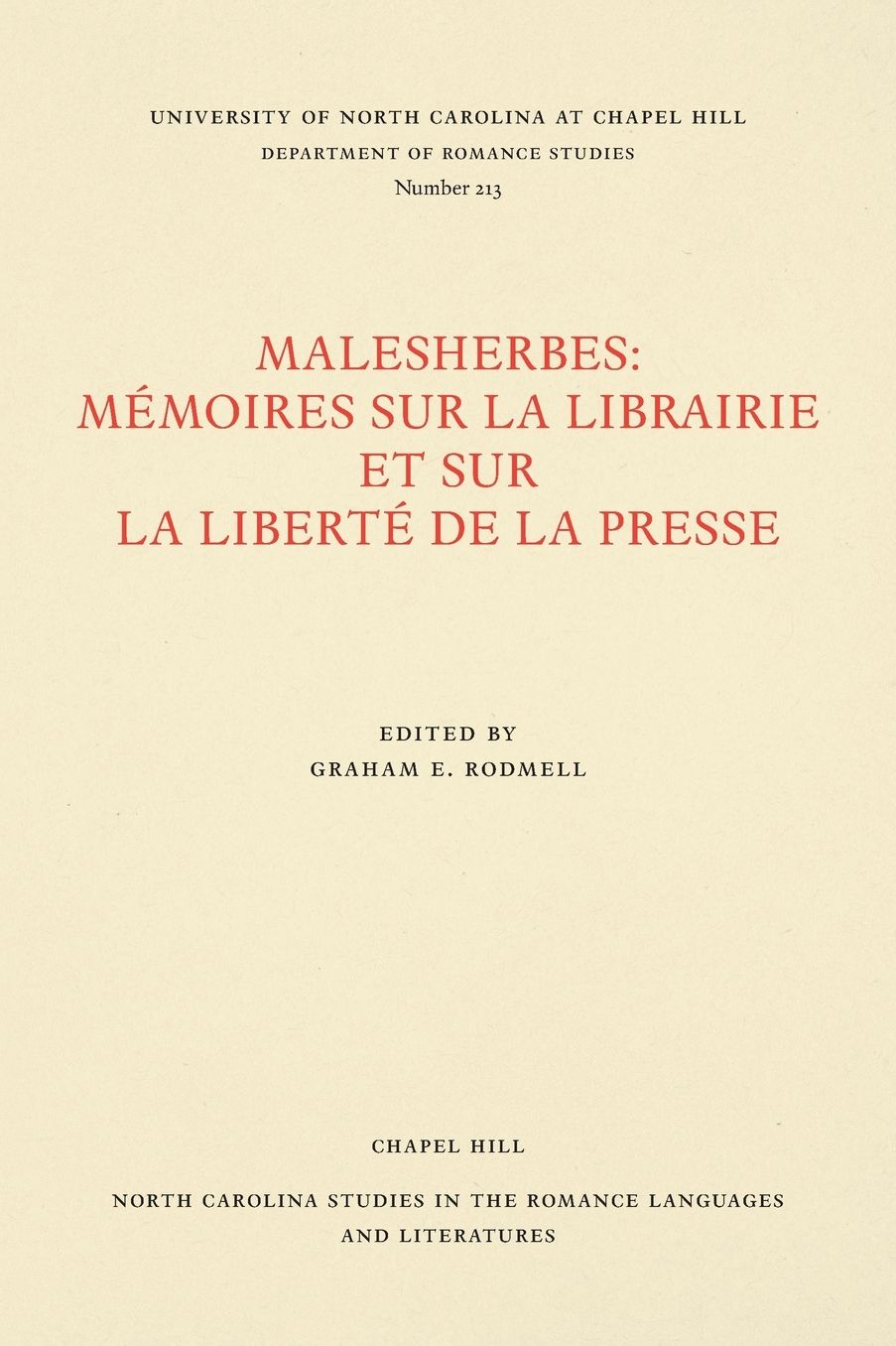 Malesherbes: Mémoires sur la librairie et sur la liberté de la presse