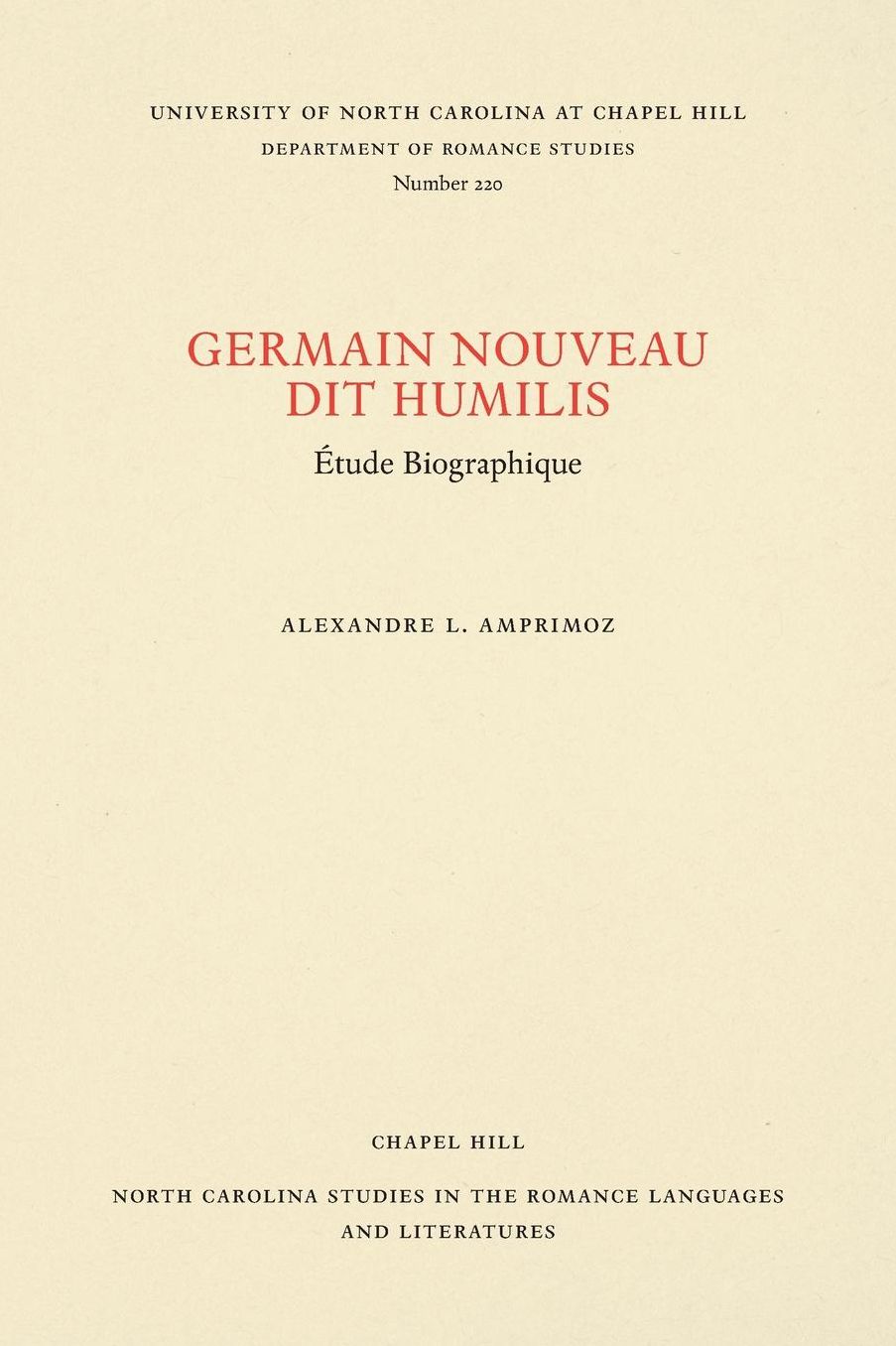Germain Nouveau dit Humilis: Étude Biographique
