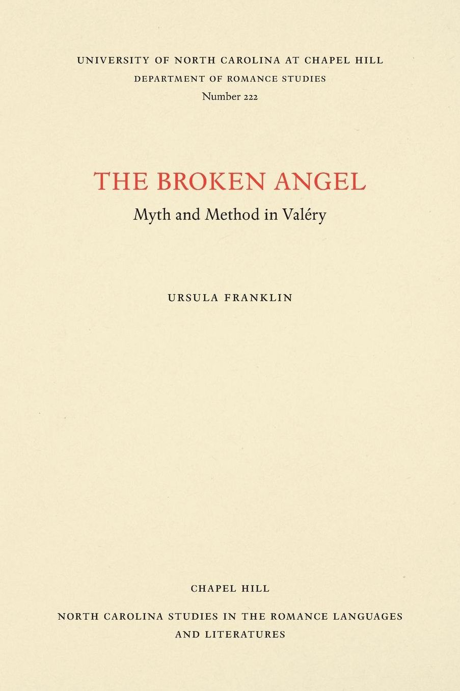 The Broken Angel: Myth and Method in Valéry