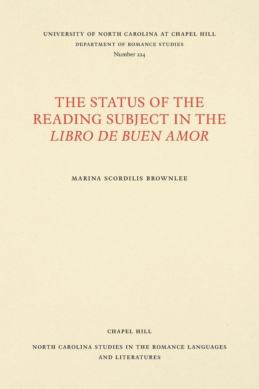 The Status of the Reading Subject in the Libro de Buen Amor