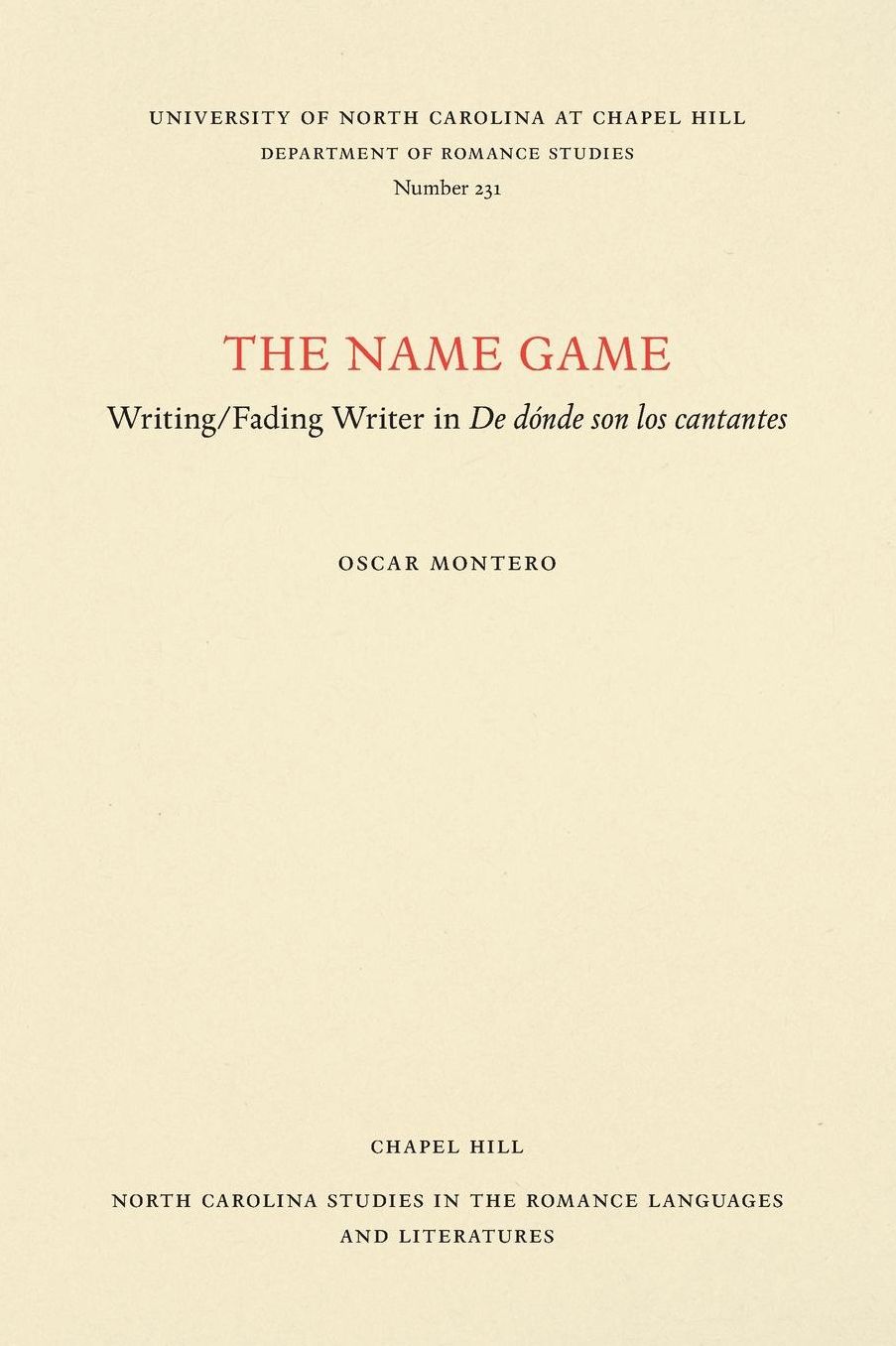 The Name Game: The Semiotic Intertext of de Donde Son los Cantantes
