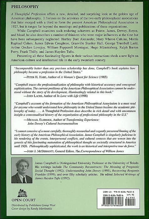 Thoughtful Profession: The Early Years of the American Philosophical Association