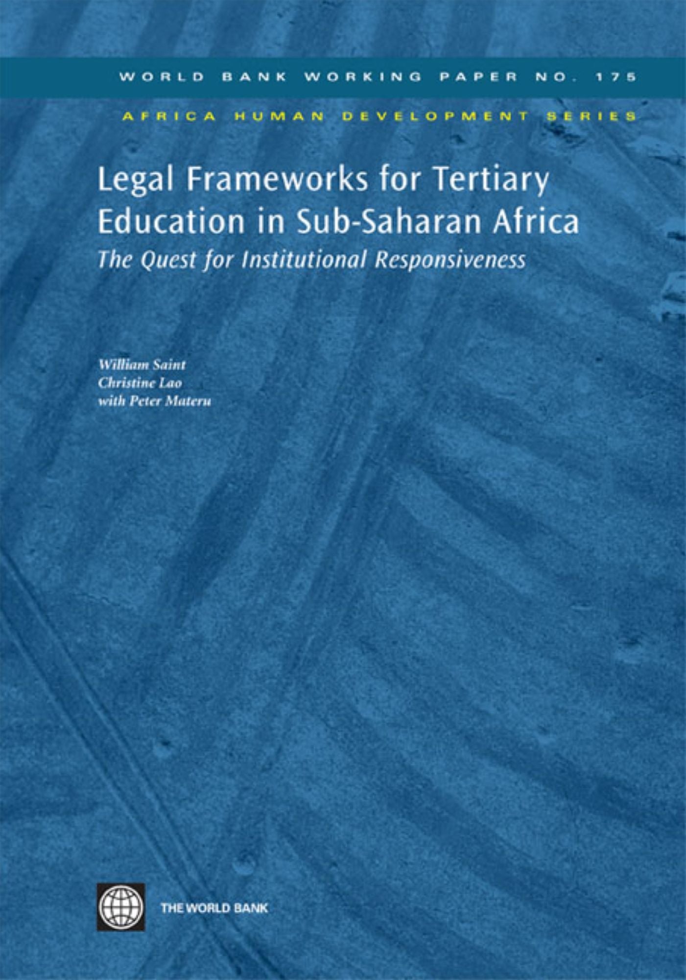 Legal Frameworks for Tertiary Education in Sub-Saharan Africa: The Quest for Institutional Responsiveness