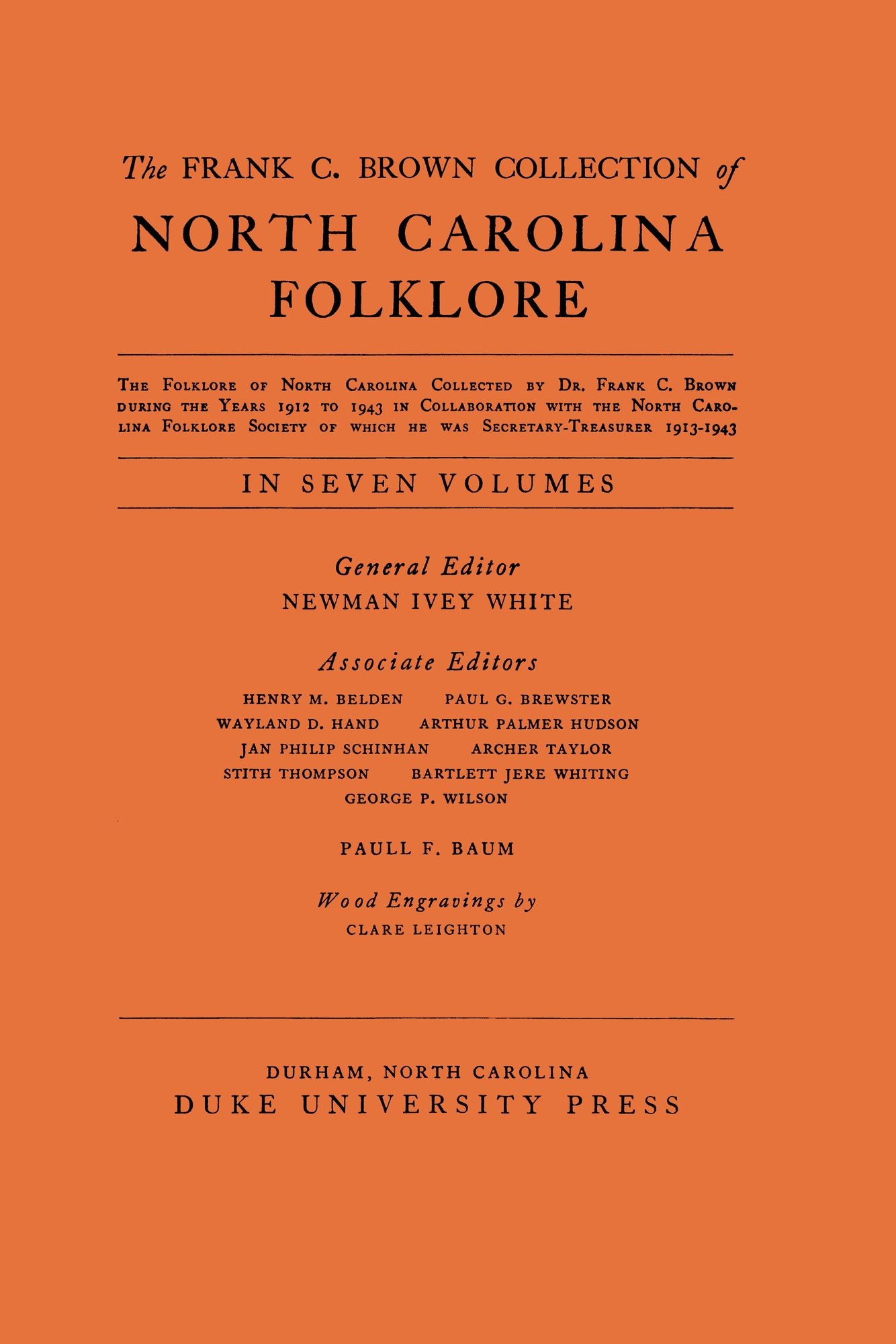 TEST1 The Frank C. Brown Collection of NC Folklore: Vol. V: The Music of the Folk Songs