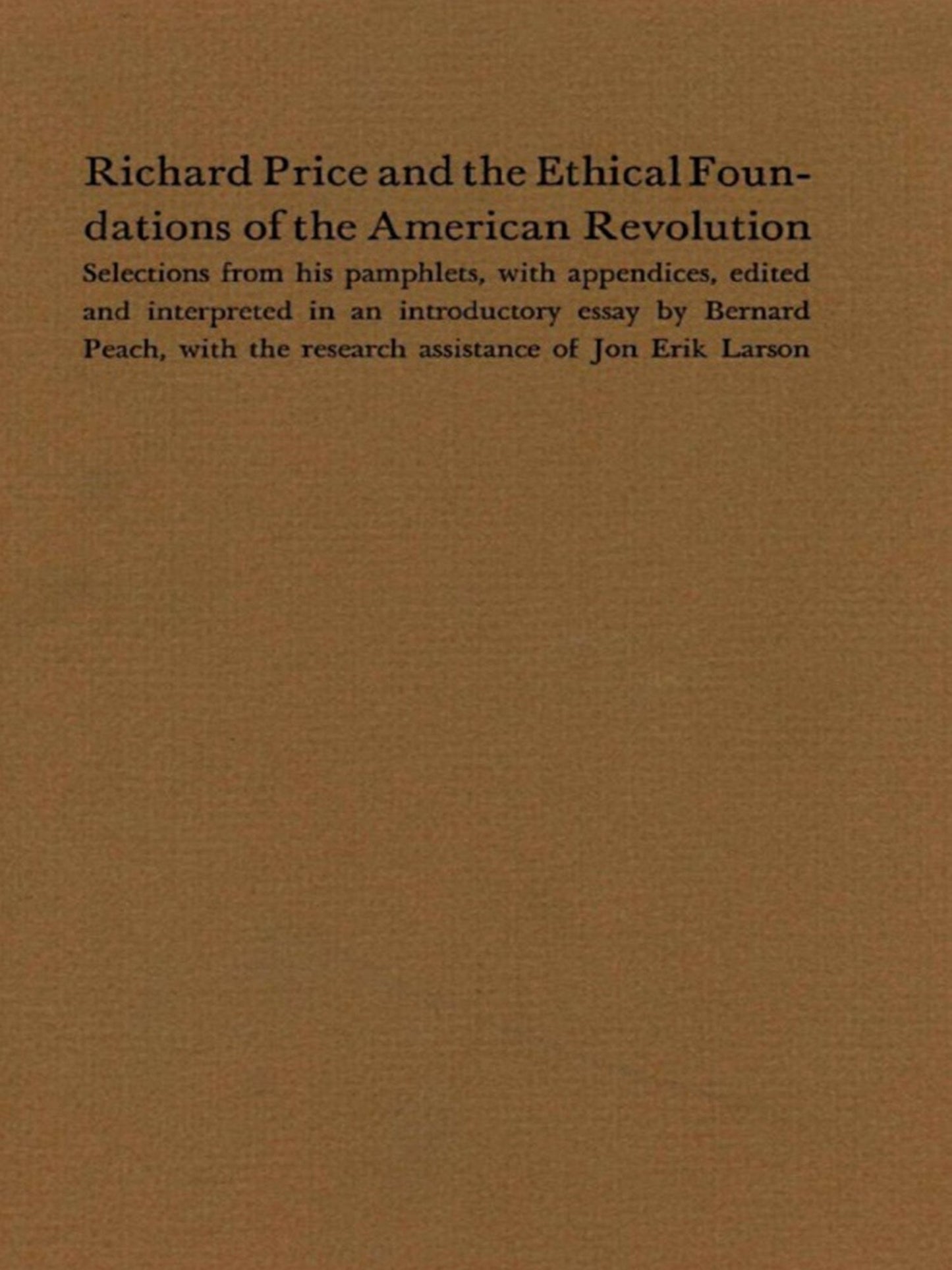TEST1 Richard Price and the Ethical Foundations of the American Revolution