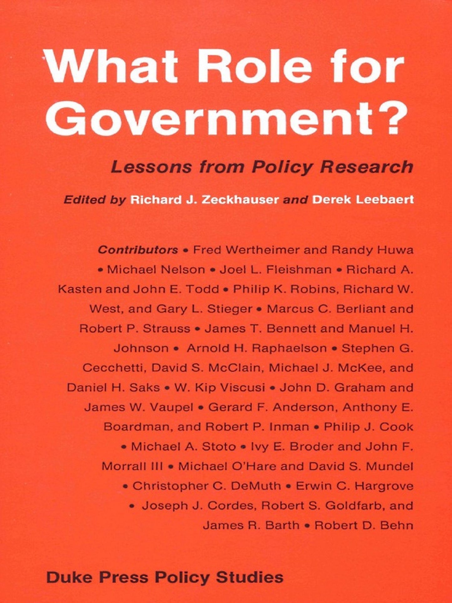 TEST1 What Role for Government?: Lessons from Policy Research