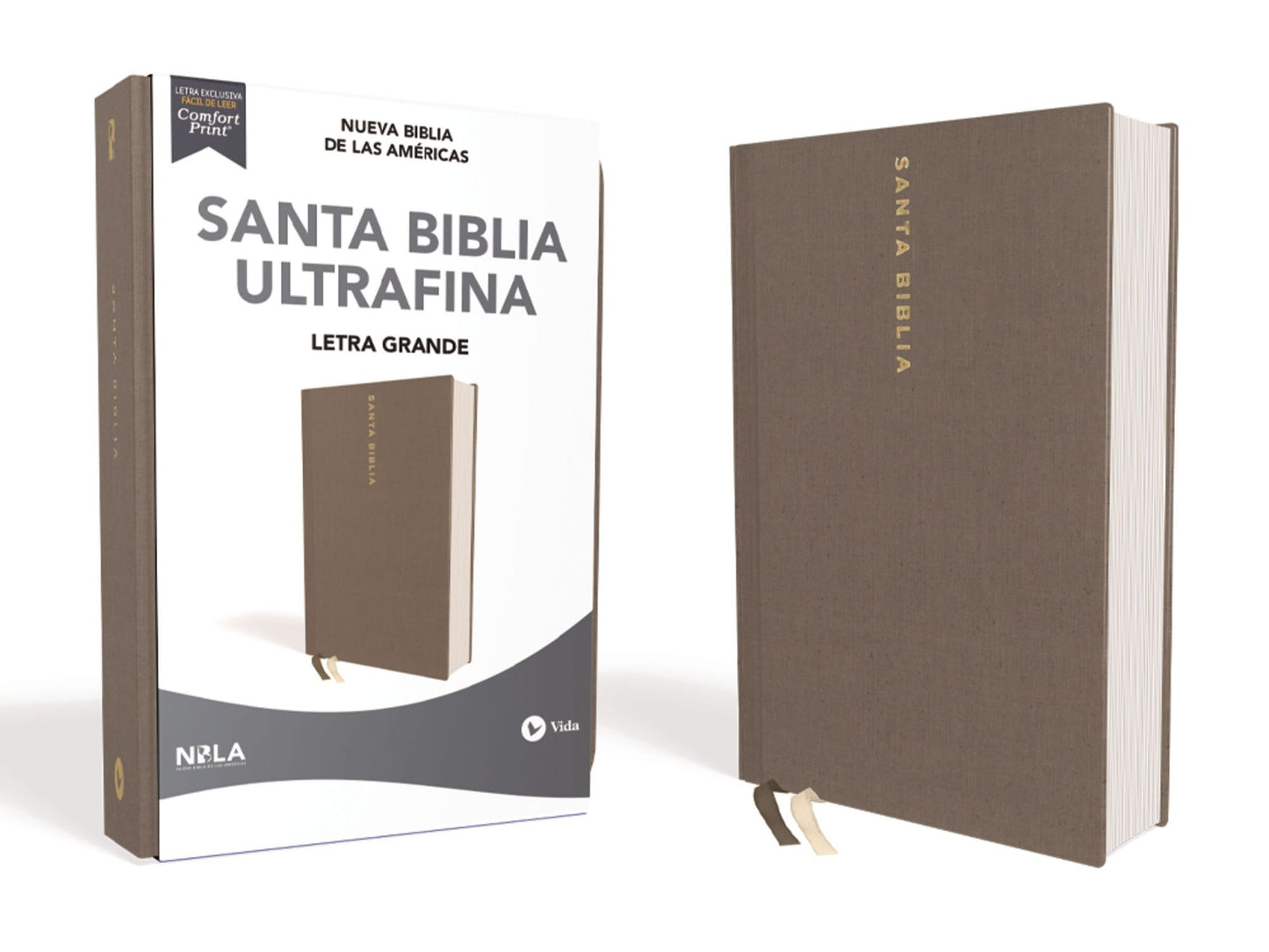 Nbla Santa Biblia Ultrafina, Letra Grande, Tamaï¿½o Manual, Tapa Dura/Tela, Gris, Ediciï¿½n Letra Roja